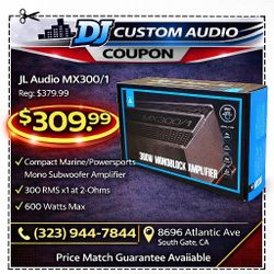 JL Audio MX300/1 Compact Marine Or Powersports Mono Subwoofer Amp 600 Watts 🚨 Payment Options Available 🚨 No Credit Needed 🚨 