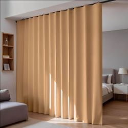 Room Divider Blackout Curtains Flexible Sliding Tracks Sets Ceiling Mounted Rod Window Curtain Privacy Separation for Bedroom Living Rooms,1 Panel Kha