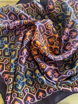 Satin Scarf with Ornamental Print
