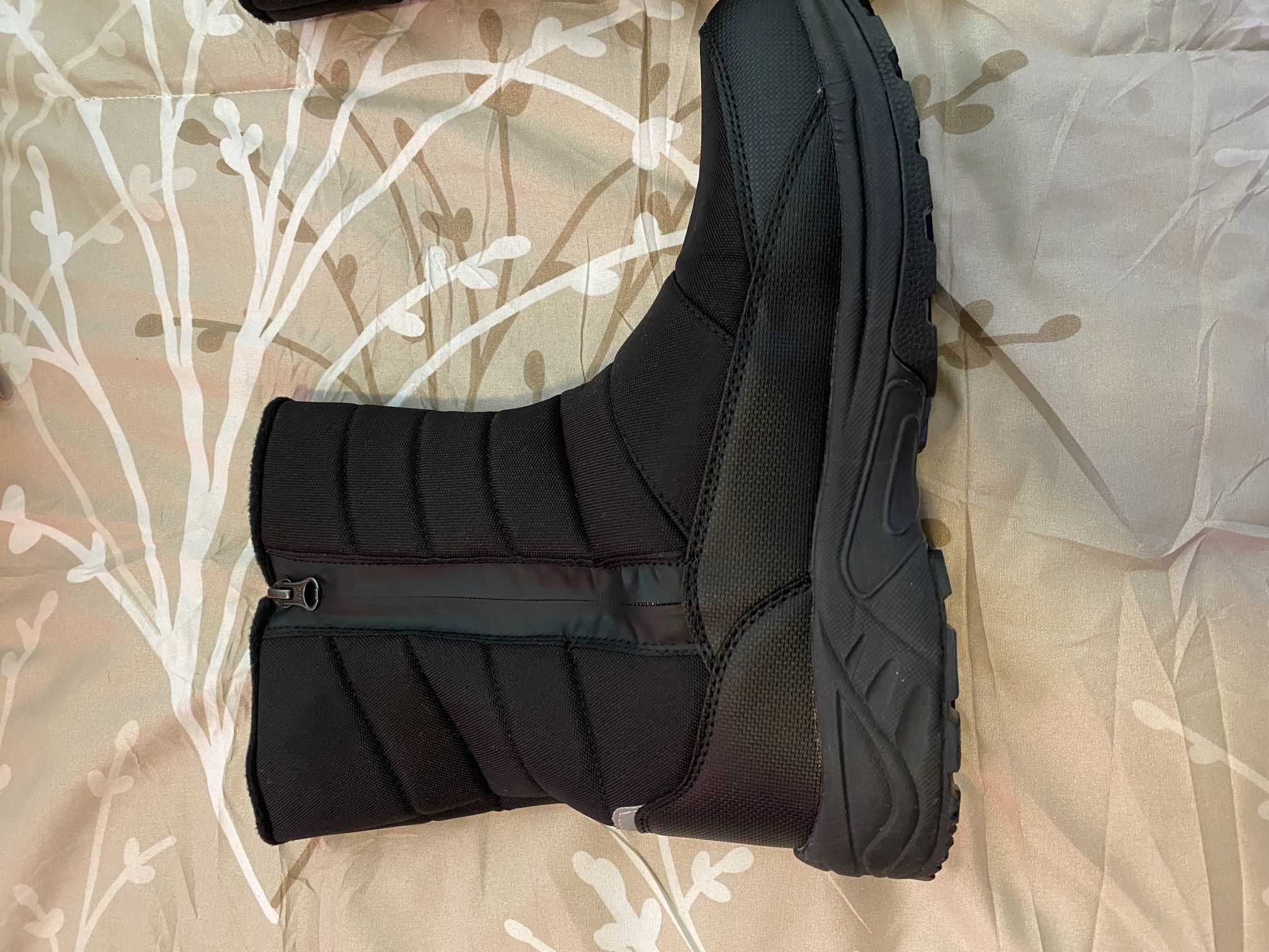 SILENTCARE Mens Winter Mid-Calf Snow Boot Fur Warm Waterproof Slip On Outdoor