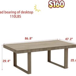 😀 WOODTIME 86.6" W Dining Table for 8-10 People, Versatile Modern Wooden Dinner Table Kitchen Table for Dining Room Conference Room, Light Brown