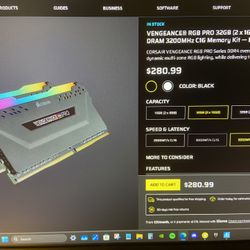 VENGEANCE® RGB PRO 32GB (2 x 16GB) DDR4 DRAM 3200MHz C16 Memory Kit — Black RAM