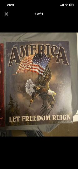 America Let Freedom Reign Aluminum Wall Sign
