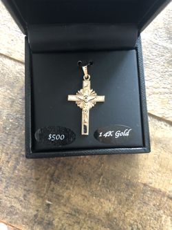 14k Yellow Gold Crucifix INRI Pendant 