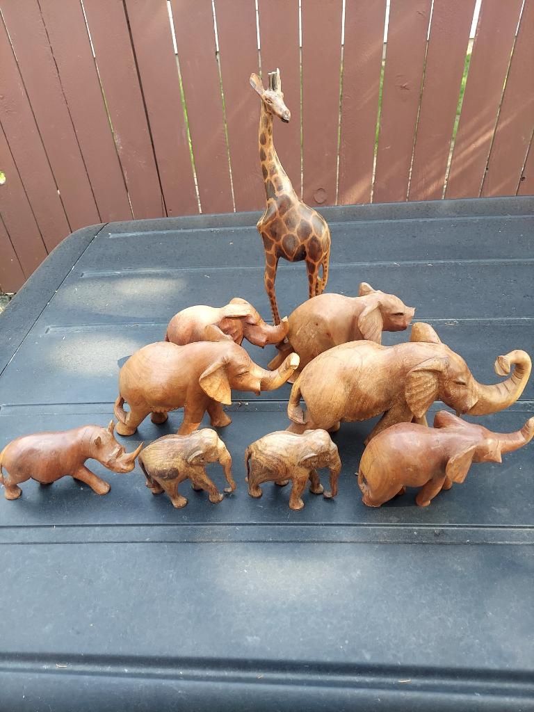 Hand carvings from Kenya, exotic animals