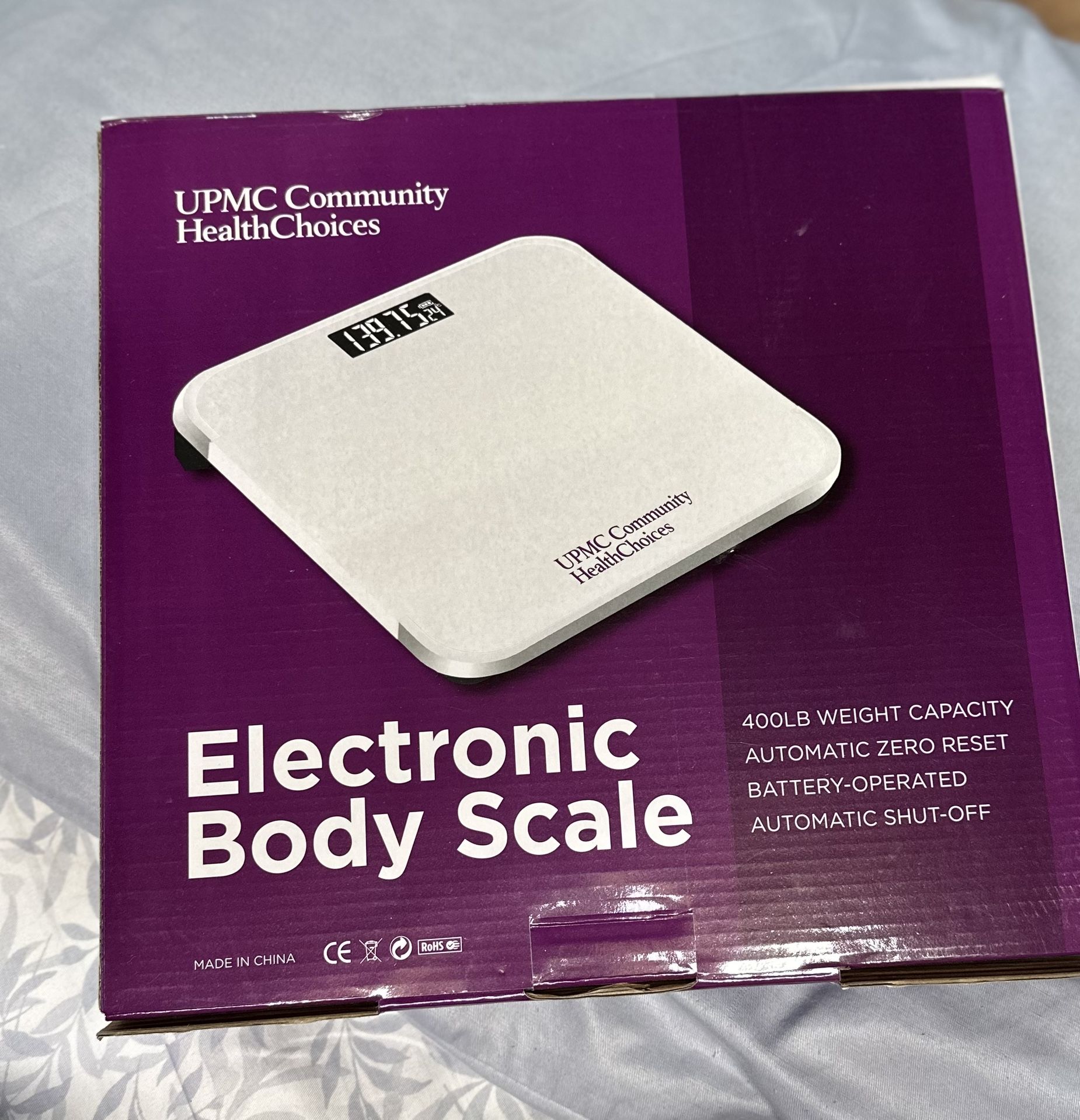Electronic Body Scale , Automatic Zero Reset, 400 Lb capacity, battery operated, automatic shut off
