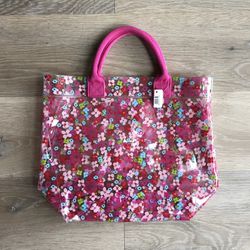 NEW Flower Floral PVC Tote Bag Purse Handbag