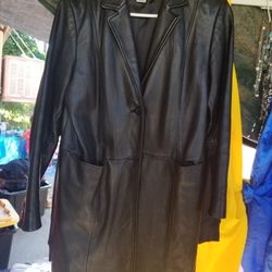 Medium Size Long Length Leather Jacket. Good Condition