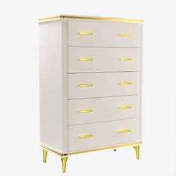 31.5" White Chest of 5 Drawer Dresser, for Bedroom, Living Room, Office,Easy to Match Design  