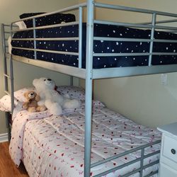 Silver Metal Twin Bunk Bed Frame