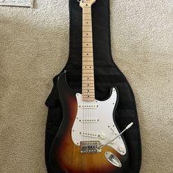 Fender Electric Guitar, Amp, Headphone