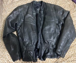 Black Leather Motorcycle Jacket Size XS