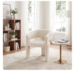 ViviHav Modern Beige Upholstered Dining Armchair with 3-Legged Solid Wood Base