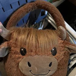 Large Plush Easter Basket Cow 