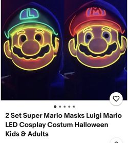 Mario Y Luigi Mascara Con Luces