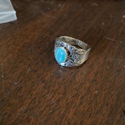 Ring Size 7 Silver 925 With Turquoise Stone 