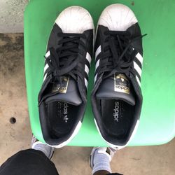 Adidas Superstars Black and White size 10 mens 11.5 womens