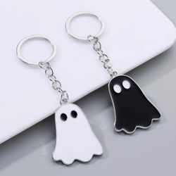 Brand New Best Friends White & Black Ghost Spooky Halloween Keychain Set
