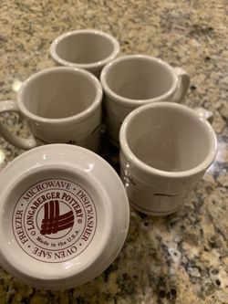 5 Longaberger Mugs (Red/Maroon)