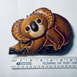 New Handmade Brown Leather Koala Coin Wallet