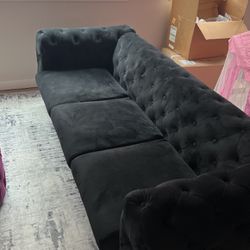 Upholstered Black Sofa 