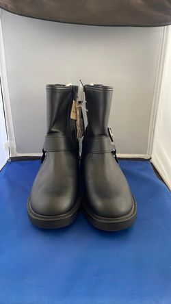 Black Moto Ankle Boots with Buckle Strap