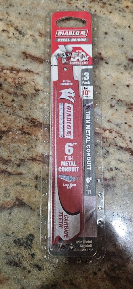 Diablo Steel Demon DS0612CF Sawzall Blades 6 inch Thin Metal Conduit 3 Pack