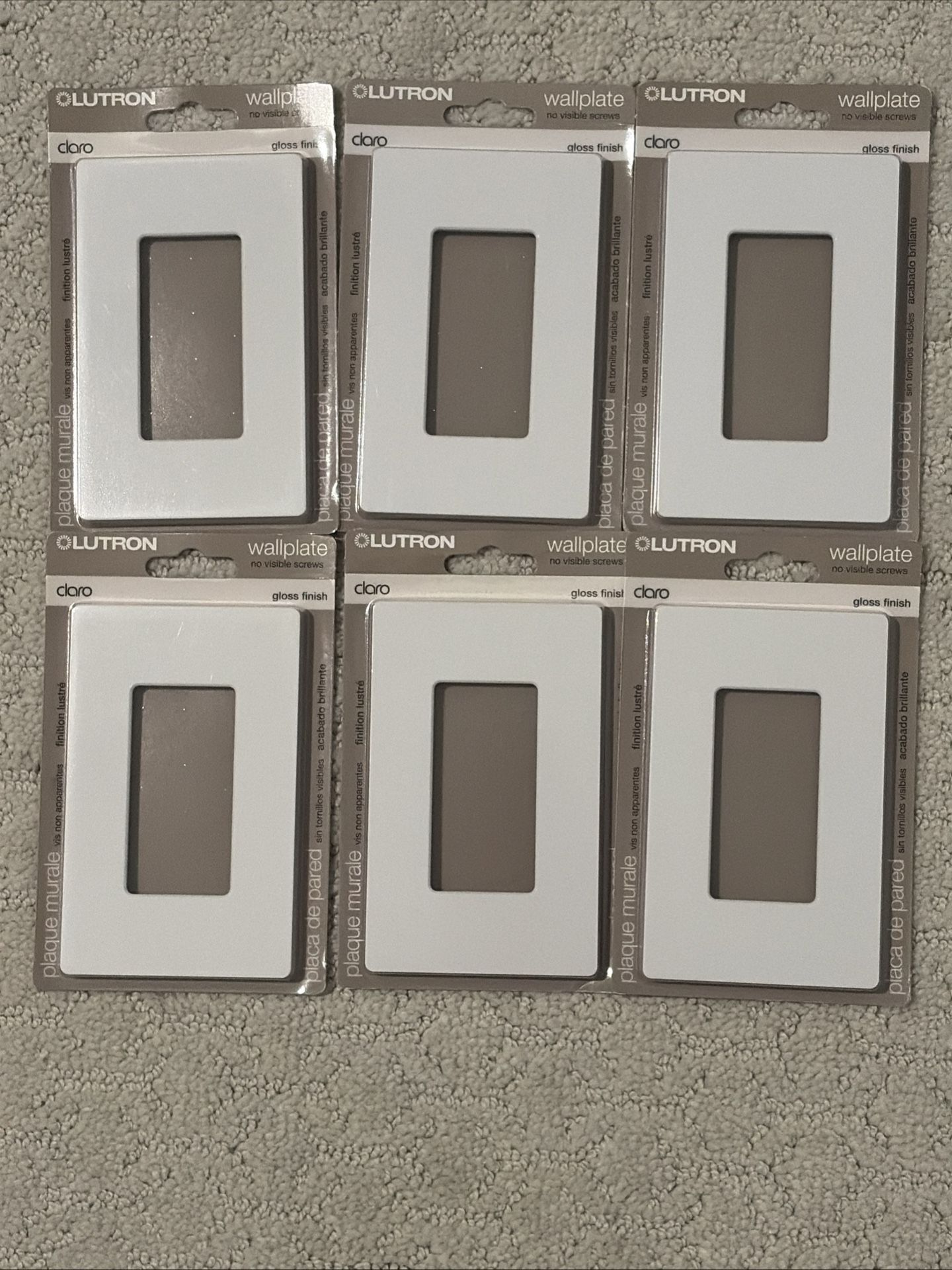 Lutron Claro Rocker Wall Plate Set of 6 Gloss White, 1-Gang, CW-1-WH