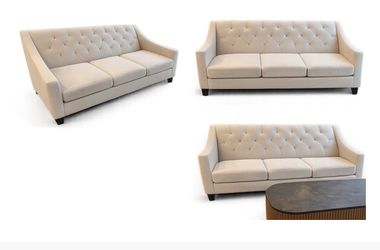 Cream Tufted Sofa / Couch – Modern Style – 73” Wide