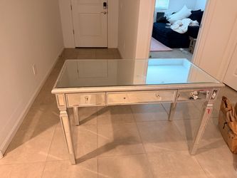 Mirrored Vanity Desk with Drawers