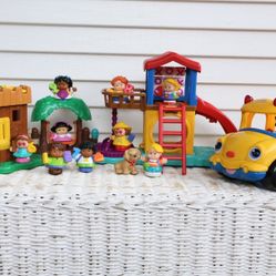 Fisher Price Little People Playground, Fort and School Bus Set - Sounds Work