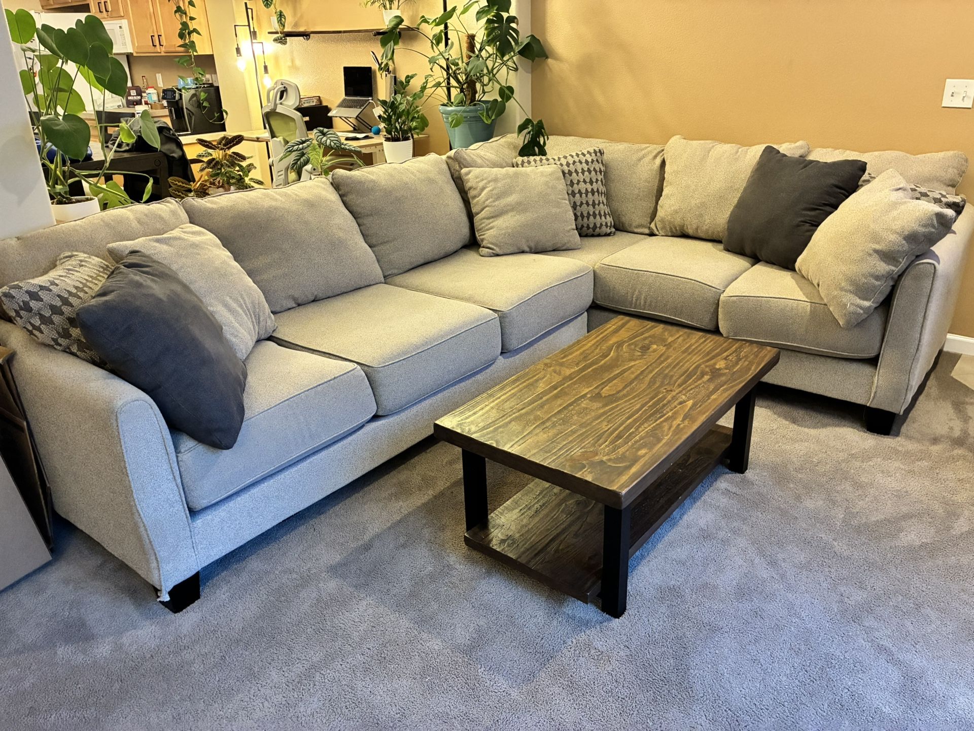 Large Sectional Couch + Loveseat + Ottoman