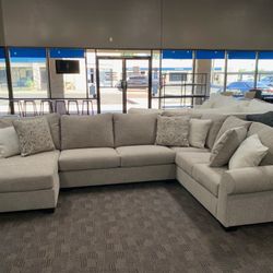 Tan Cream Sectional Couch