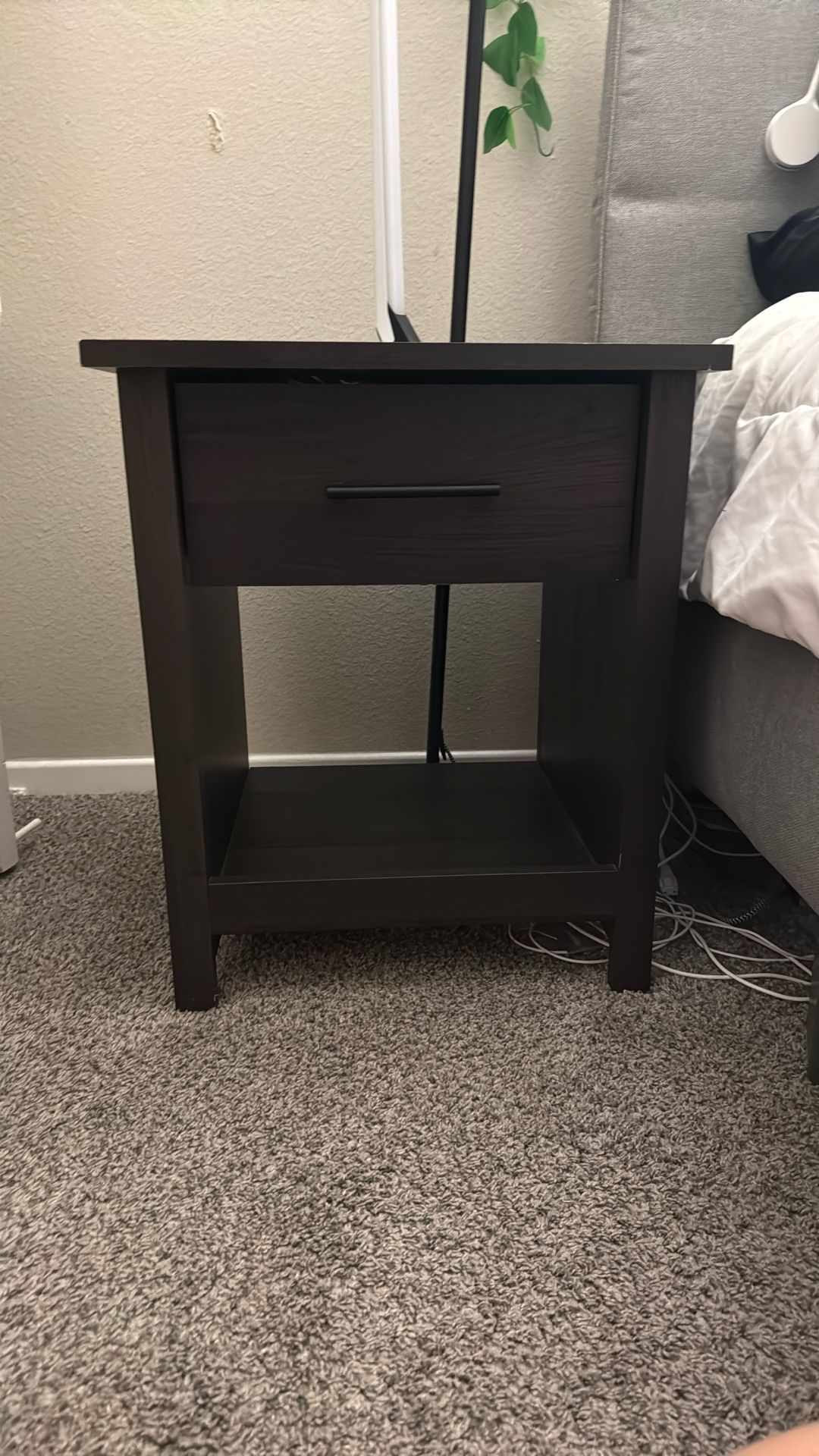 Mainstays Hillside Nightstand with Drawer, Rich Brown Finish 