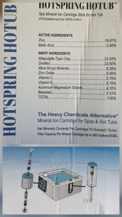 NEW- Hotspring HotubSpa Mineral lon Cartidge Stick's 3Pk  for Hot Tub EPAEsablishment No.100781-CHN.
I'm asking $20
