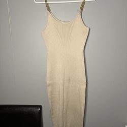 Cream Dress Gold Chain Straps 