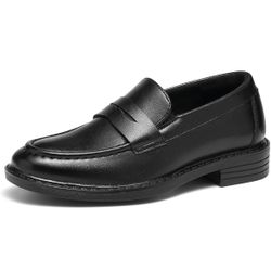 Boys Black Dress Shoes Slip-On Loafers