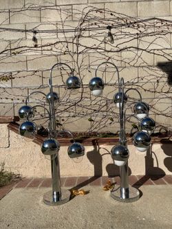 Vintage MCM Sonneman Atomic Eyeball Cascade Pair of Lamps