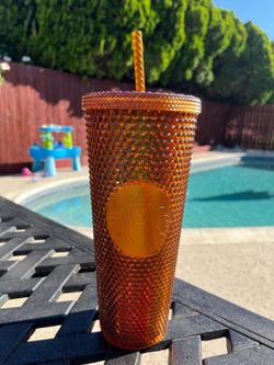 Starbucks Copper Orange Grid Studded Tumbler - Brand New With Tags