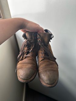 Brown Leather Lace-Up Work Boots