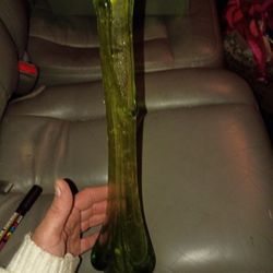Art Glass Vintage ( Viking Swung Stretch Emerald Green Vase)
