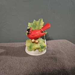 Vintage Ceramic Cardinal Bird Music Box