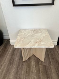 Beige marble end table