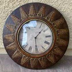 Metal Clock Light Weight Leaf Design Bronze Finish 