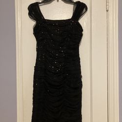 Ralph Lauren Black Sequin Dress With Ruffle Size 2