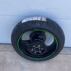 Kawasaki Sport Bike Wheel, New Tire, Sprocket, Disc 