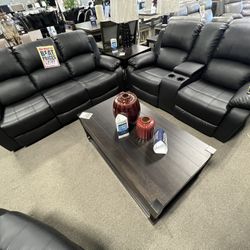 Black Reclining 3pc Couch Set $1599🖤😻