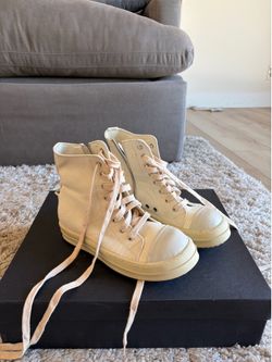 Rick Owens DRKSHDW Canvas Ramones High Top Sneakers - US Women's Size 6.5 (EU 36.5)