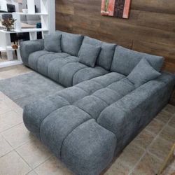 New Sectional Grey Linen Sofa Sectional In Box 📦 Finance Available No Credit Needed $39 Down 