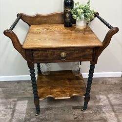 Vintage style wooden bar cart